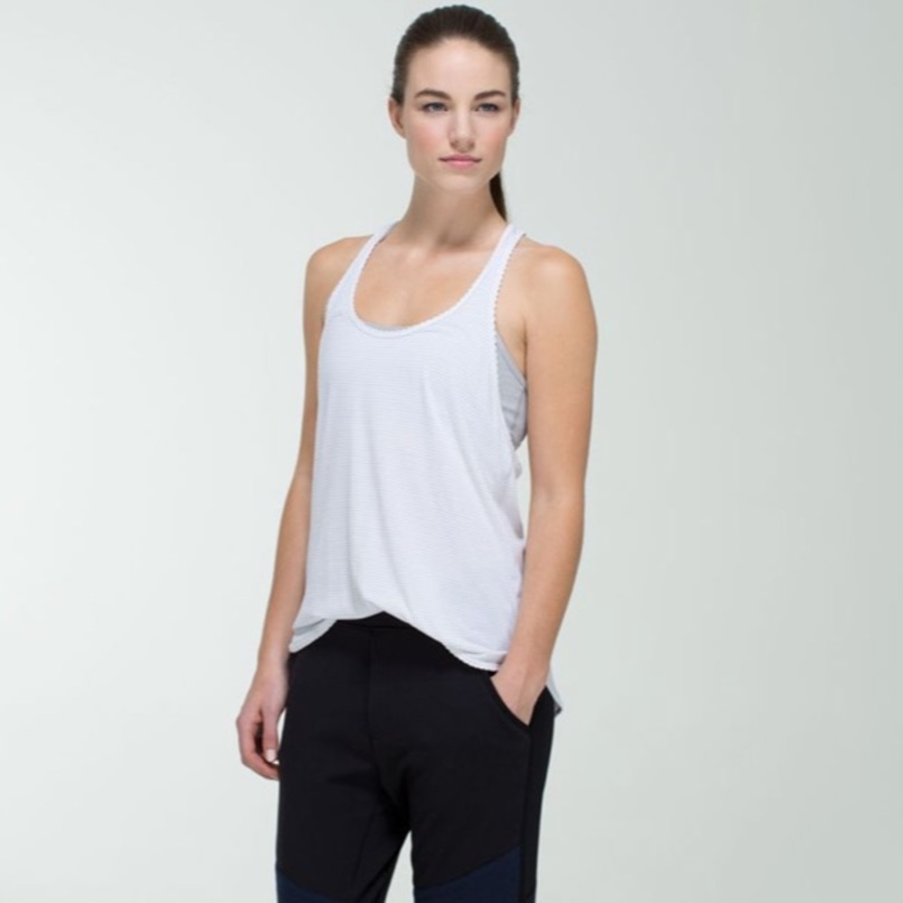 Lululemon white striped loose tank